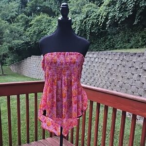 Wild Fable Pink Asymmetrical Smocked Blouse